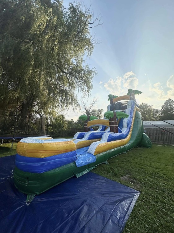 18' Tropical Green Marble Inflatable Water Slide